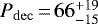 $P_{\mathrm{dec}}\,{=}\,66^{&#x002B;19}_{-15}$