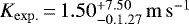 $K_{\mathrm{exp.}}\,{=}\,1.50^{&#x002B;7.50}_{-0.1.27}\,\mathrm{m\,s^{-1}}$