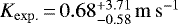$K_{\mathrm{exp.}}\,{=}\,0.68^{&#x002B;3.71}_{-0.58}\,\mathrm{m\,s^{-1}}$