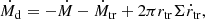 $$ \begin{aligned} \dot{M}_{\rm d} = -\dot{M} - \dot{M}_{\rm tr}+ 2 \pi r_{\rm tr} \Sigma \dot{r}_{\rm tr}, \end{aligned} $$