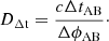 $$ \begin{aligned} D_{\rm \Delta t} = \frac{c\Delta t_{\rm AB}}{\Delta \phi _{\rm AB}}\cdot \end{aligned} $$