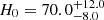 $ H_0 = 70.0^{+12.0}_{-8.0} $