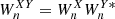 $ W^{XY}_n = W^X_n W^{Y*}_n $