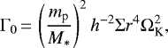 \begin{equation*} \Gamma_0\,{=}\,\left(\frac{m_{\textrm{p}}}{M_*}\right)^2 h^{-2} \Sigma r^4 \Omega_{\textrm{K}}^2, \end{equation*}