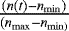 $\frac{(n(t)-n_{\mathrm{min}})}{(n_{\mathrm{max}}-n_{\mathrm{min})}}$