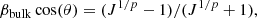 $$ \begin{aligned} \beta _{\rm bulk}\cos (\theta ) = (J^{1/p}-1)/(J^{1/p}+1), \end{aligned} $$