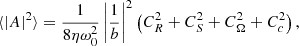 $$ \begin{aligned} \langle |A|^2\rangle = \frac{1}{8 \eta \omega _{0}^{2}}\left|\frac{1}{b}\right|^{2}\left( C_R^2 + C_S^2 + C_\Omega ^2 + C_{c}^{2} \right), \end{aligned} $$