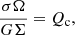 $$ \begin{aligned} {\sigma \Omega \over {G}\Sigma }=Q_{\rm c}, \end{aligned} $$