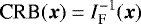 \begin{equation*}\textrm{CRB}(\bm{x}) = I_{\textrm{F}}^{-1}(\bm{x}) \end{equation*}