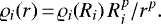 \begin{equation*} \varrho_i(r)\,{=}\,\varrho_i(R_i)\,R_i^p/r^p_{\,}. \end{equation*}