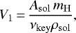 \begin{equation*} V_1\,{=}\,{A_{\mathrm{sol}}\,m_{\mathrm{H}}\over \nu_{\mathrm{key}}\rho_{\mathrm{sol}}},\end{equation*}