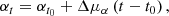 $$ \begin{aligned}&\alpha _t = \alpha _{t_0} + \Delta \mu _{\alpha } \left(t-t_0\right), \end{aligned} $$
