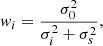 $$ \begin{aligned} w_i={\sigma _0^2\over \sigma _i^2 + \sigma _s^2}, \end{aligned} $$