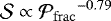 $\mathcal{S} \propto {\mathcal{P}_{\rm{frac}}}^{-0.79}$