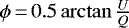 $\phi\,{=}\,0.5\arctan{\frac{U}{Q}}$