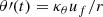 $$ \begin{aligned}&\theta \prime (t) = \kappa _{\theta }u_f/r \end{aligned} $$