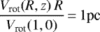 \begin{equation*} {{V_{\textrm{rot}}(R, z)} \ R \over V_{\textrm{rot}}(1, 0)}\,{=}\,1 \textrm{pc} \end{equation*}
