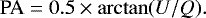 \begin{equation*}\textrm{PA} = 0.5 \times \arctan(U/Q). \end{equation*}