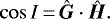 \begin{equation*} \cos I\,{=}\,{\bm{\hat{G}}} \cdot {\bm{\hat{H}}} .\end{equation*}
