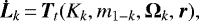 \begin{equation*} {\bm{\dot{L}}}_{k}\,{=}\,{\bm{T}}_t (K_{k}, m_{1-{k}}, {\bm{\Omega}}_{k}, {\bm{r}}_{}) ,\end{equation*}