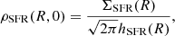 $$ \begin{aligned} \rho _{\rm SFR}(R,0) = \frac{\Sigma _{\rm SFR}(R)}{\sqrt{2 \pi } h_{\rm SFR}(R)}, \end{aligned} $$