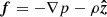 $ {\boldsymbol{f}}=-\nabla p-\rho {\boldsymbol{\hat{z}}} $