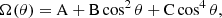 $$ \begin{aligned} \Omega (\theta ) = \mathrm{A} + \mathrm{B}\cos ^2{\theta } + \mathrm{C}\cos ^4{\theta }, \end{aligned} $$