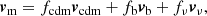 $$ \begin{aligned} {\boldsymbol{v}}_{\mathrm{m} } = f_{\mathrm{cdm} }{\boldsymbol{v}}_{\mathrm{cdm} } + f_{\mathrm{b} }{\boldsymbol{v}}_{\mathrm{b} } + f_\nu {\boldsymbol{v}}_{\nu } , \end{aligned} $$