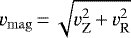 $v_{\mathrm{mag}}\,{=}\,\sqrt{v_{\mathrm{Z}}^{2}\,{&#x002B;}\,v_{\mathrm{R}}^2}$