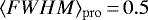 $\langle FWHM\rangle_{\mathrm{pro}}\,{=}\,0.5 \,$