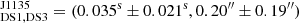 $ _{\mathrm{DS1, DS3}}^{\mathrm{J1135}} = (0.035^{\mathrm{s}} \pm 0.021^{\mathrm{s}}, 0.20^{{\prime\prime}}\pm 0.19^{{\prime\prime}}) $