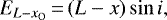 \begin{equation*} E_{L - x_{\textrm{O}}}\,{=}\,(L-x) \sin i ,\end{equation*}