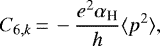 \begin{equation*} C_{6,k} \,{=}\, - \frac{e^2 \alpha_{\textrm{H}}}{h} \langle p^2 \rangle, \end{equation*}