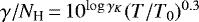 $\gamma/N_{\textrm{H}} \,{=}\, 10^{\log\gamma_K} (T/T_0)^{0.3}$