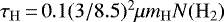 $\tau_{\mathrm{H}}\,{=}\,0.1(3/8.5)^2\mu m_{\mathrm{H}}N(\mathrm{H}_2)$