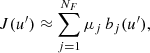 $$ \begin{aligned} J(u^\prime ) \approx \sum _{j=1}^{N_F} \mu _j \, b_j(u^\prime ) , \end{aligned} $$