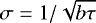 $\sigma = 1/\sqrt{b\tau}$