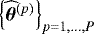$\left\{\widehat{\bm{\theta}}^{(p)}\right\}_{p=1,...,P}$