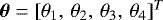 ${\bm{\theta}}=[\theta_1,\, \theta_2,\, \theta_3,\, \theta_4]^T$