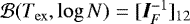 ${\cal{B}}(T_{\mathrm{ex}}, \log N)=[\bI_F^{-1}]_{12}$
