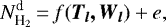 \begin{equation*}{{{N}^{\textrm{d}}_{\textrm{H}_2}}} \,{=}\, f(\vec{T_l,W_l}) + e, \end{equation*}