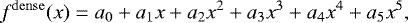 \begin{equation*} f^{\mathrm{dense}}(x) = a_0 + a_1 x + a_2 x^2 + a_3 x^3 + a_4 x^4 + a_5 x^5,\end{equation*}