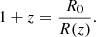 $$ \begin{aligned} 1+z = \frac{R_0}{R(z)} {.} \end{aligned} $$