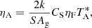 $$ \begin{aligned} \eta _\mathrm{A} = \frac{2 k}{S A_\mathrm{g} } C_\mathrm{S} \eta _\mathrm{F} T_{\rm A}^* , \end{aligned} $$