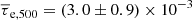 Mathematical equation: $ \overline{\tau}_{\mathrm{e,500}} = (3.0 \pm 0.9) \times 10^{-3} $