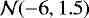 $\mathcal{N}({-6, 1.5})$