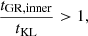 $$ \begin{aligned} \frac{t_{\rm GR, inner}}{t_{\rm KL}} >1 , \end{aligned} $$