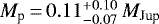 $M_{\textrm{p}}\,{=}\,0.11_{-0.07}^{+0.10}\,M_{\textrm{Jup}}$