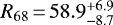 $R_{68}\,{=}\,58.9_{-8.7}^{+6.9}\,$