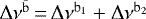 $\Delta \nu^{{\bar{\mathrm{b}}}}\,{=}\,\Delta \nu^{\mathrm{b}_1}+\Delta \nu^{\mathrm{b}_2}$